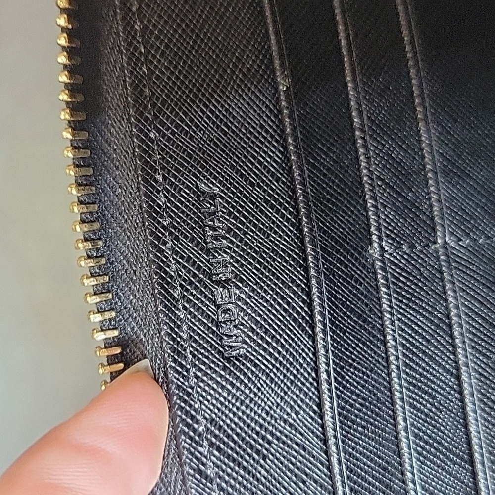 Prada Black Saffiano Textured Leather Zip Around Continental Long Wallet - Picture 10 of 12